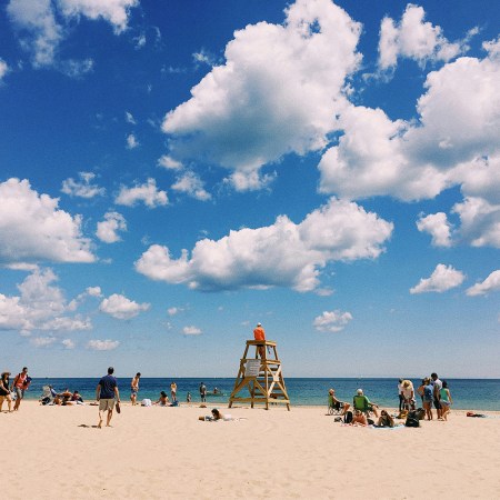 A sand beach in Chicago on the shores of Lake Michigan