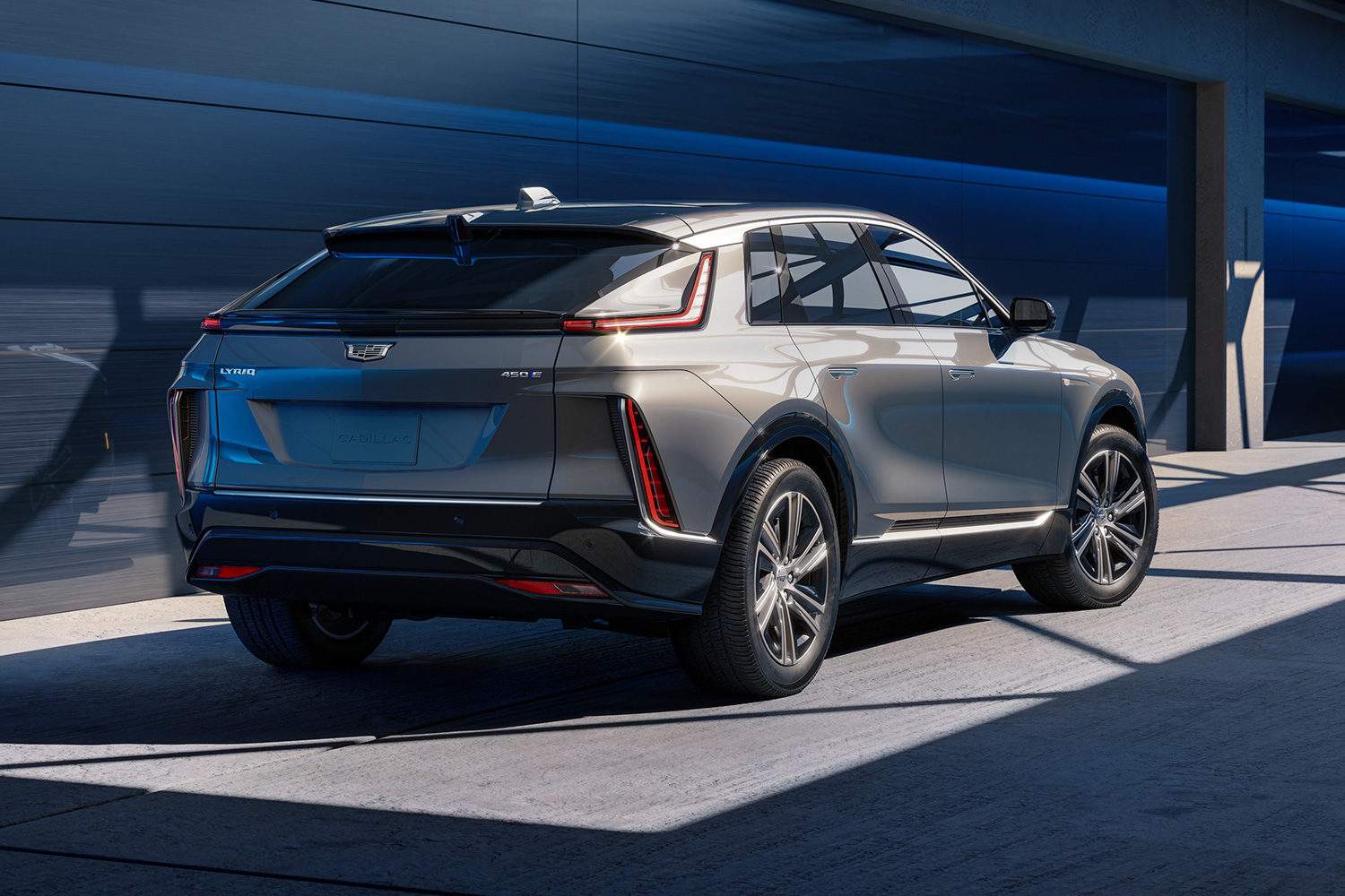 The rear end of the Cadillac Lyriq, the brand's first electric SUV