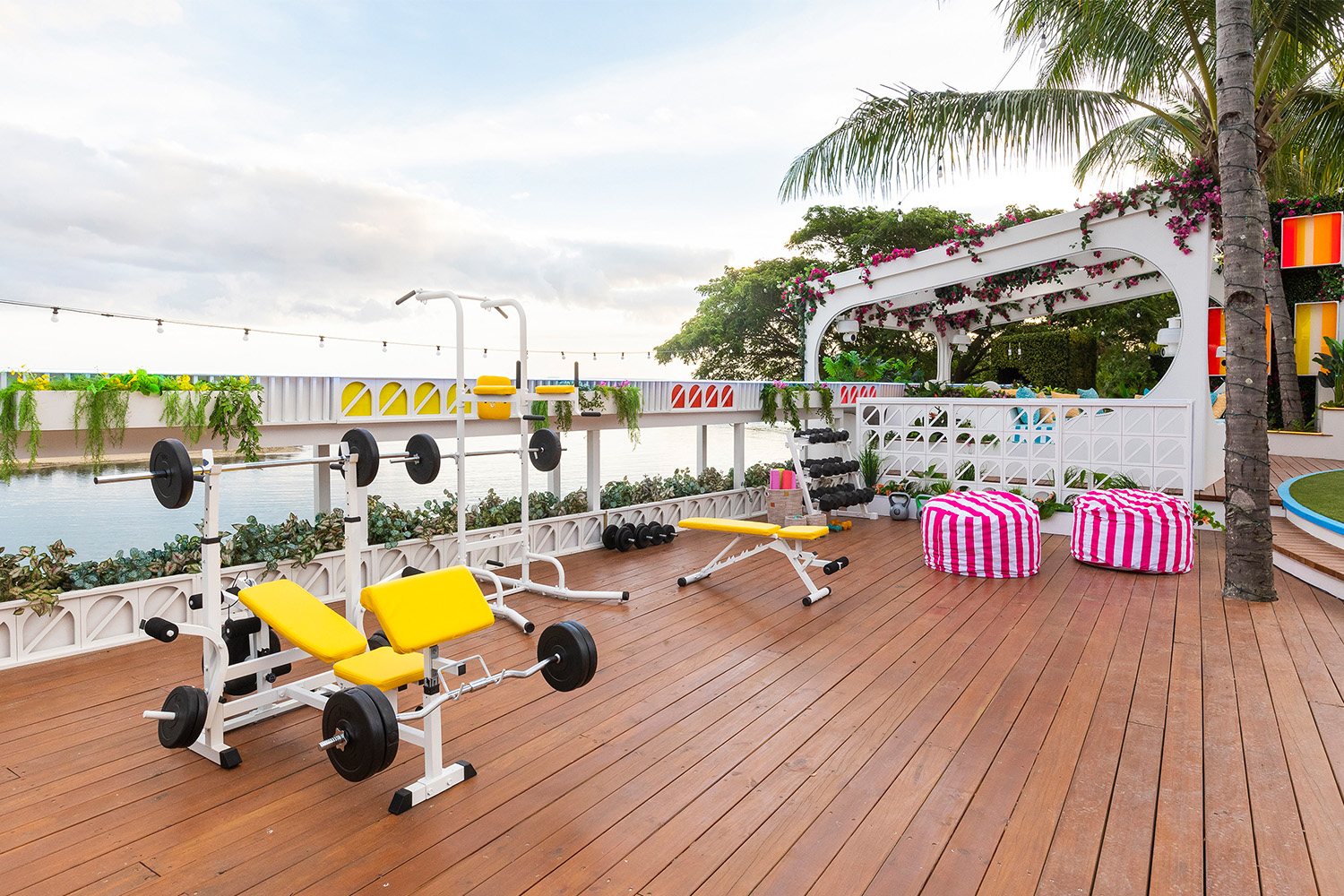 The outdoor gym in "Love Island."