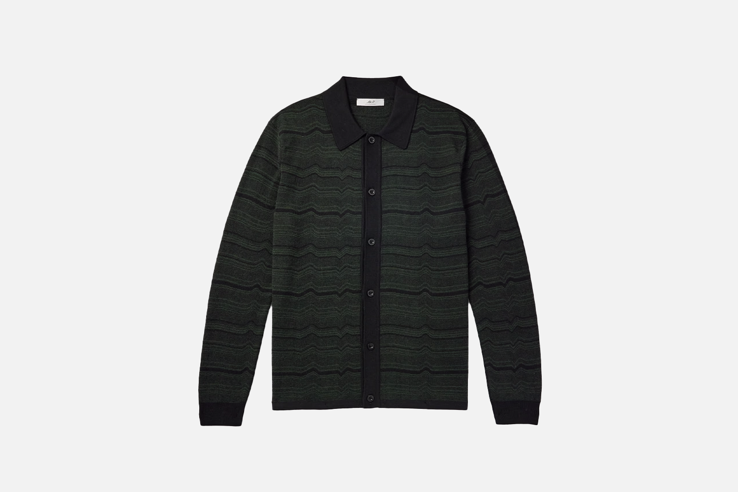 Mr P. Striped Merino Wool-Jacquard Cardigan