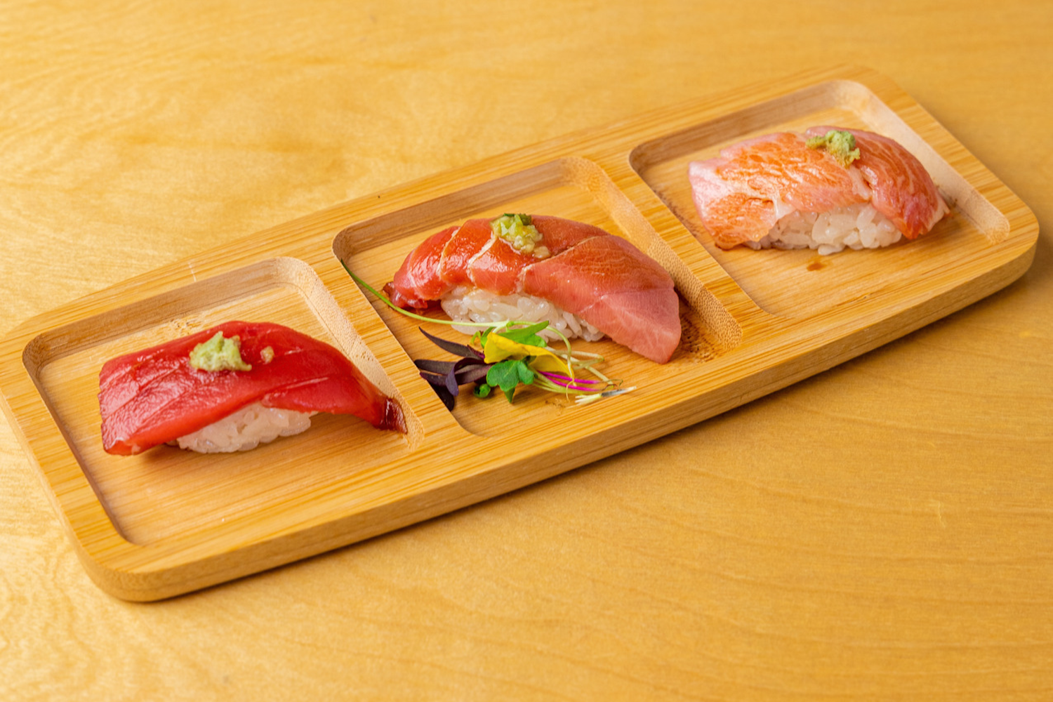 Pieces of nigiri on a plate 