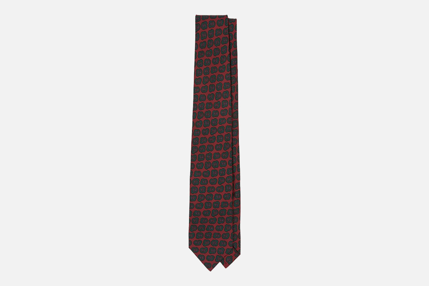 Drake’s Paisley Double Leaf Print Silk Self-Tipped Tie