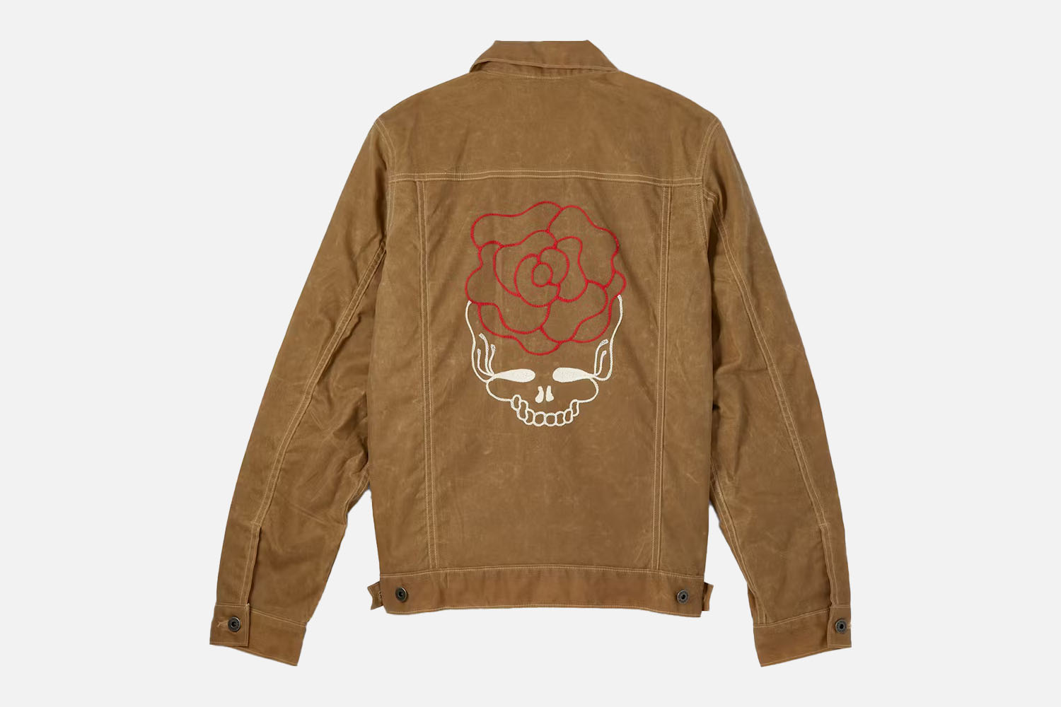 Huckberry x Grateful Dead Rose Stealie Flannel-Lined Waxed Trucker Jacket