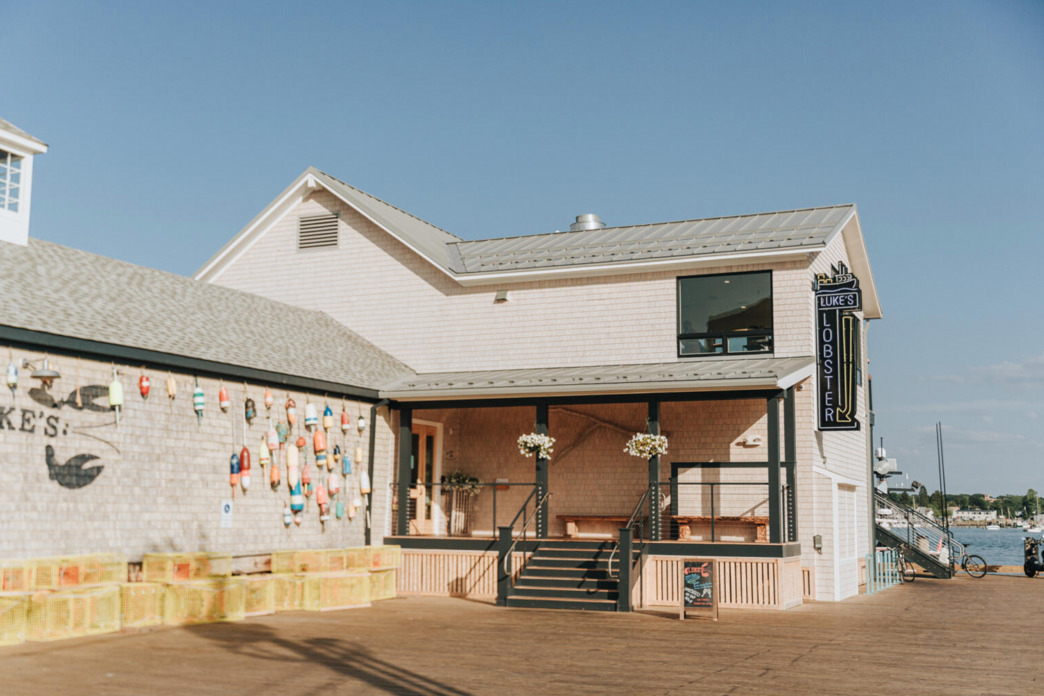 Luke’s Lobster has a great location on the pier and a dining room overlooking Portland Harbor.