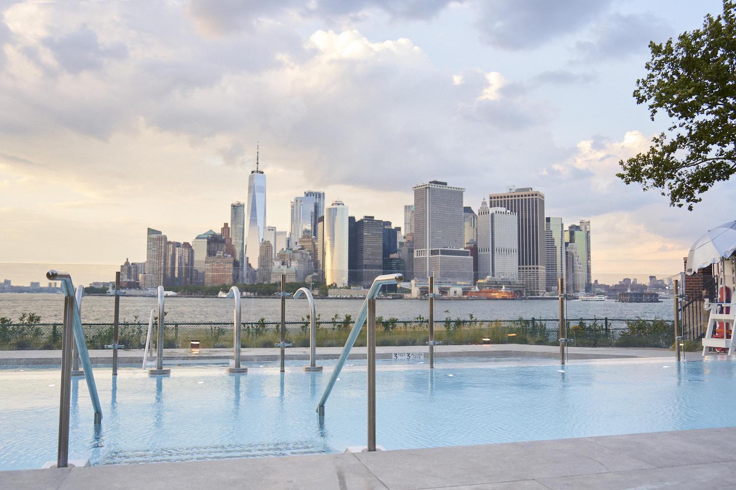 The panoramic outdoor pool at QC Spa