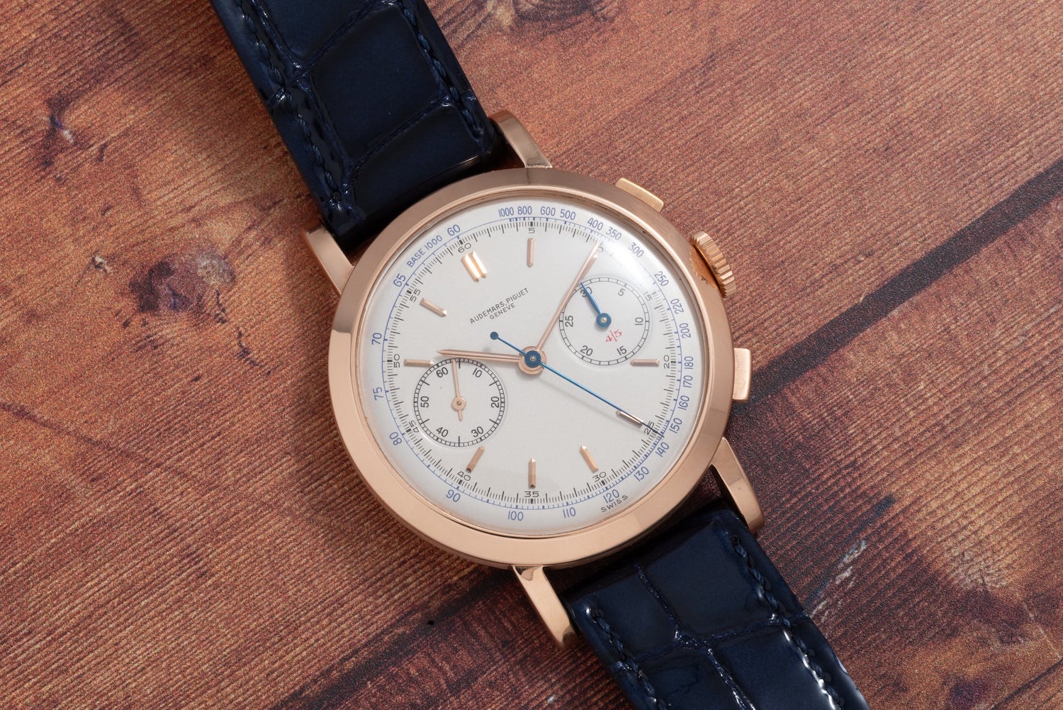 The Audemars Piguet Chronograph ref. 5520 is a stunningly elegant rose gold chronograph made in a series of just nine examples