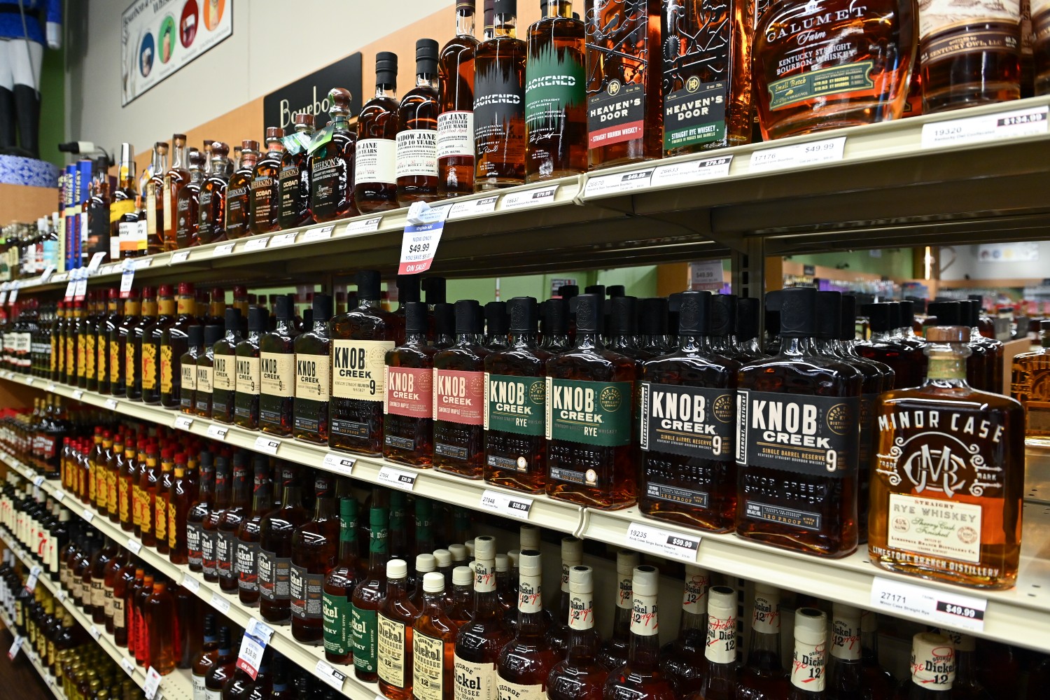 Bourbon on shelves in Virginia