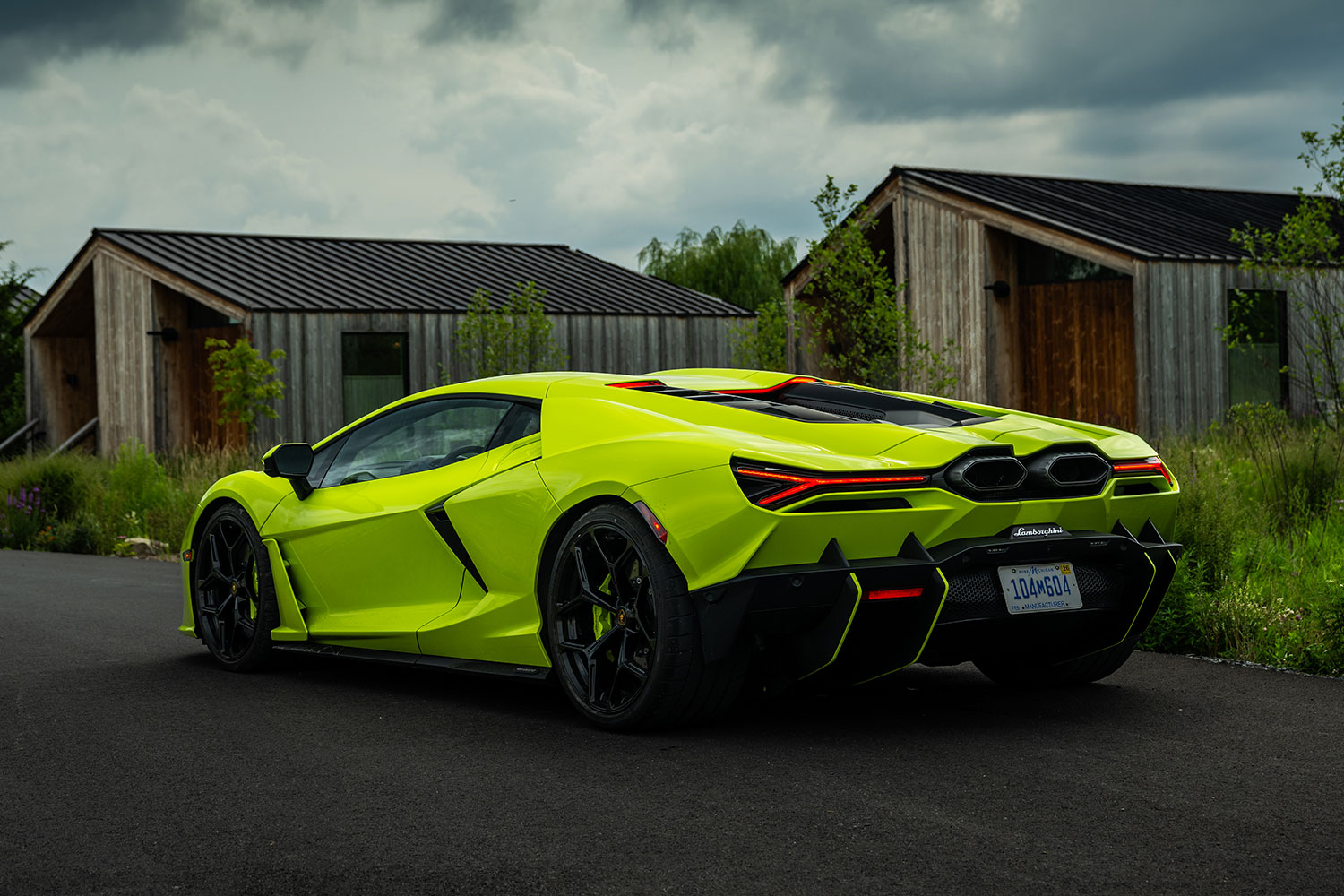 The rear end of Lamborghini's first plug-in hybrid production vehicle