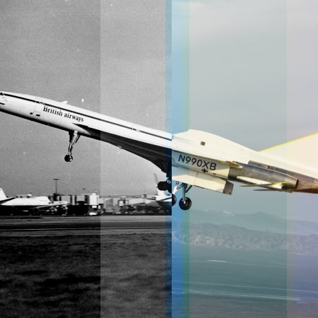 The Concorde, a supersonic airplane that was retired in 2003; and the Boom XB-1, an experimental supersonic plane that had its first flight in 2024.