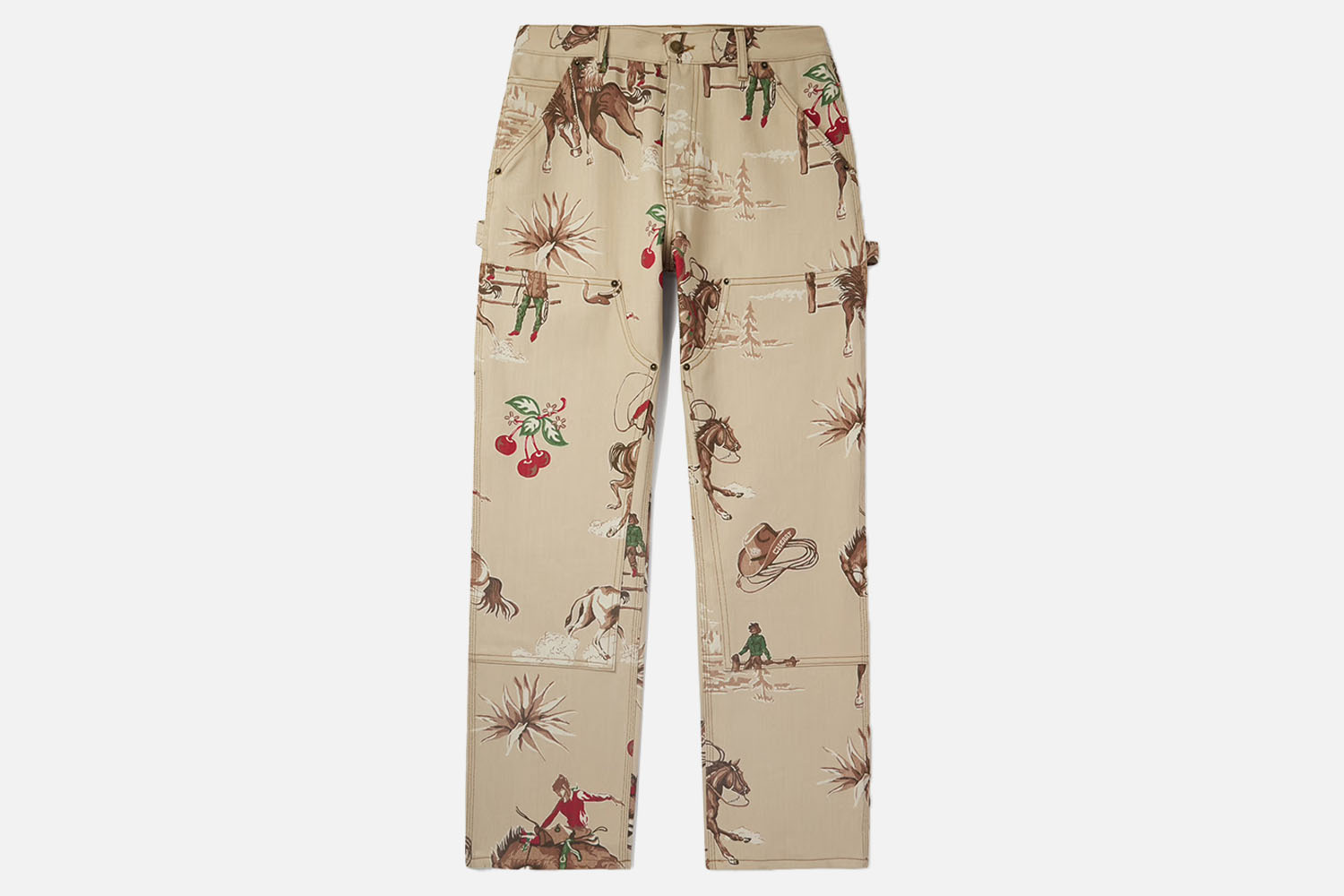 Cherry Los Angeles Straight-Leg Printed Cotton-Twill Trousers