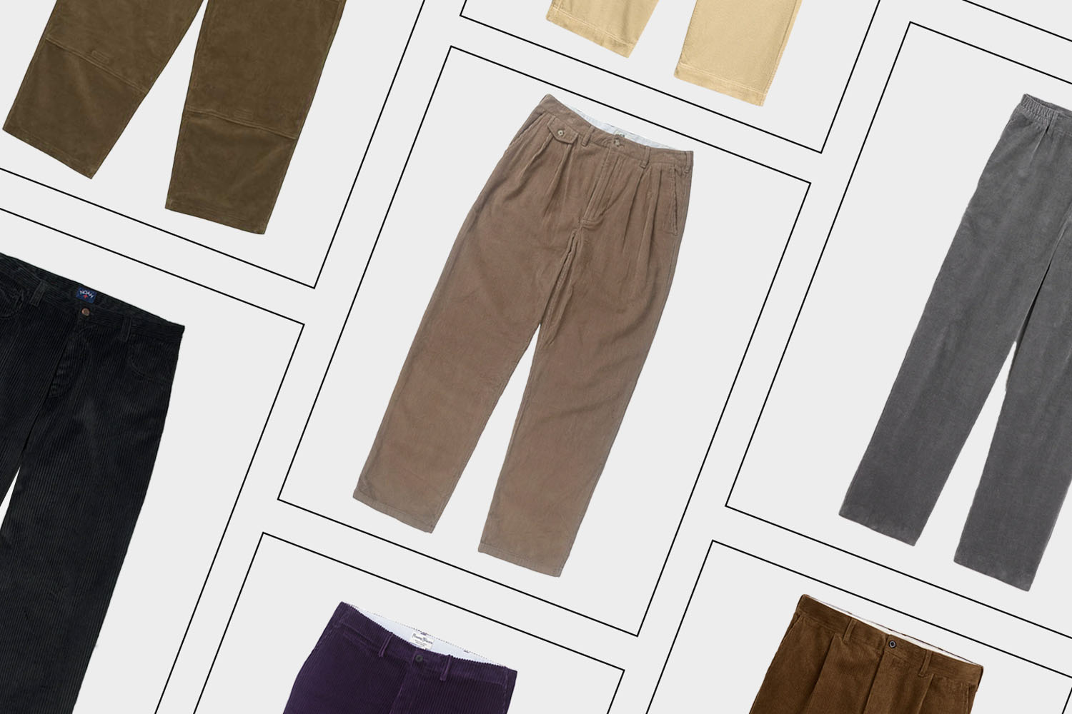 a collage of corduroy pants