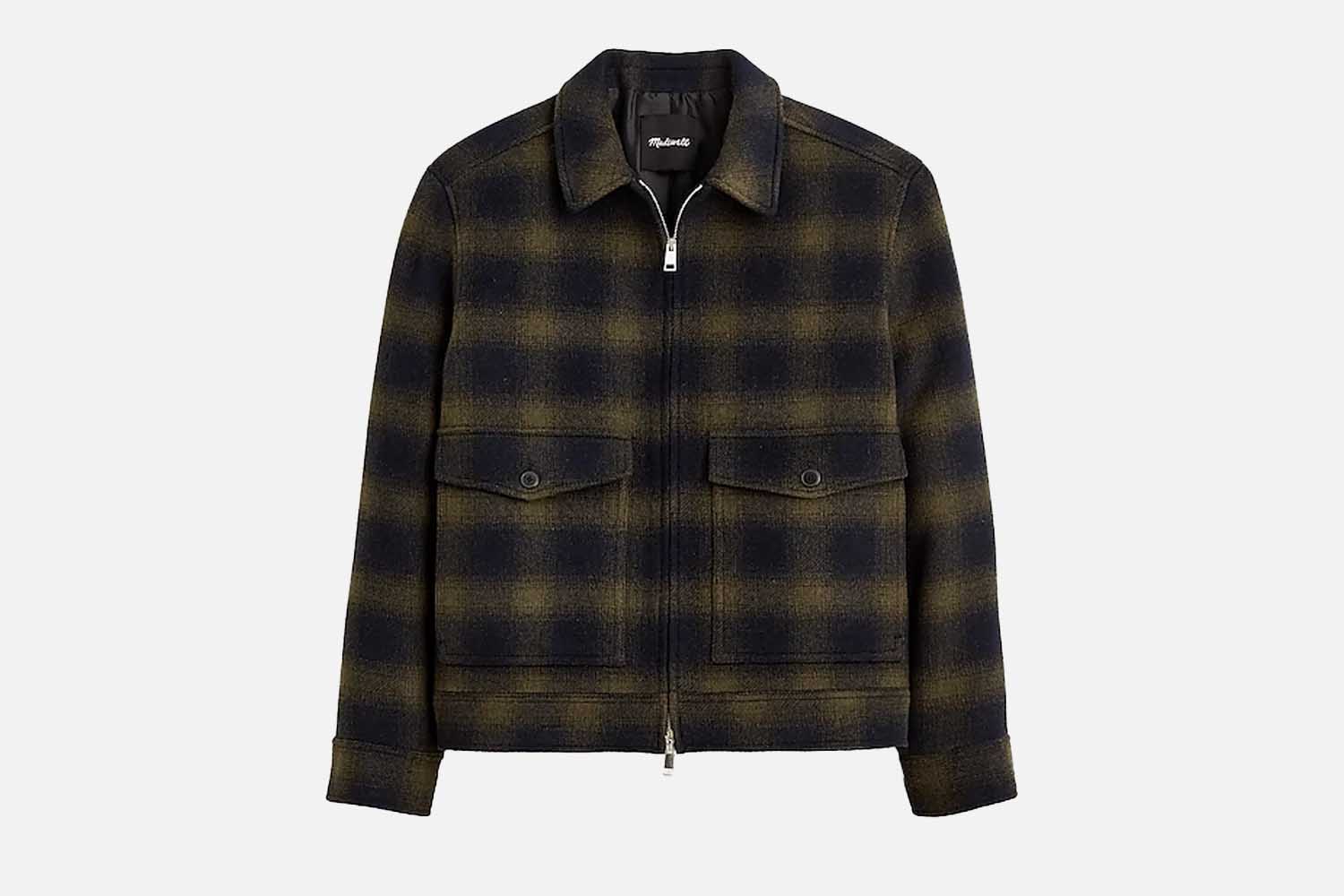 Madewell Plaid Zip-Front Jacket in Italian Fabric