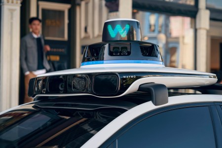 Cameras atop a Waymo self-driving vehicle