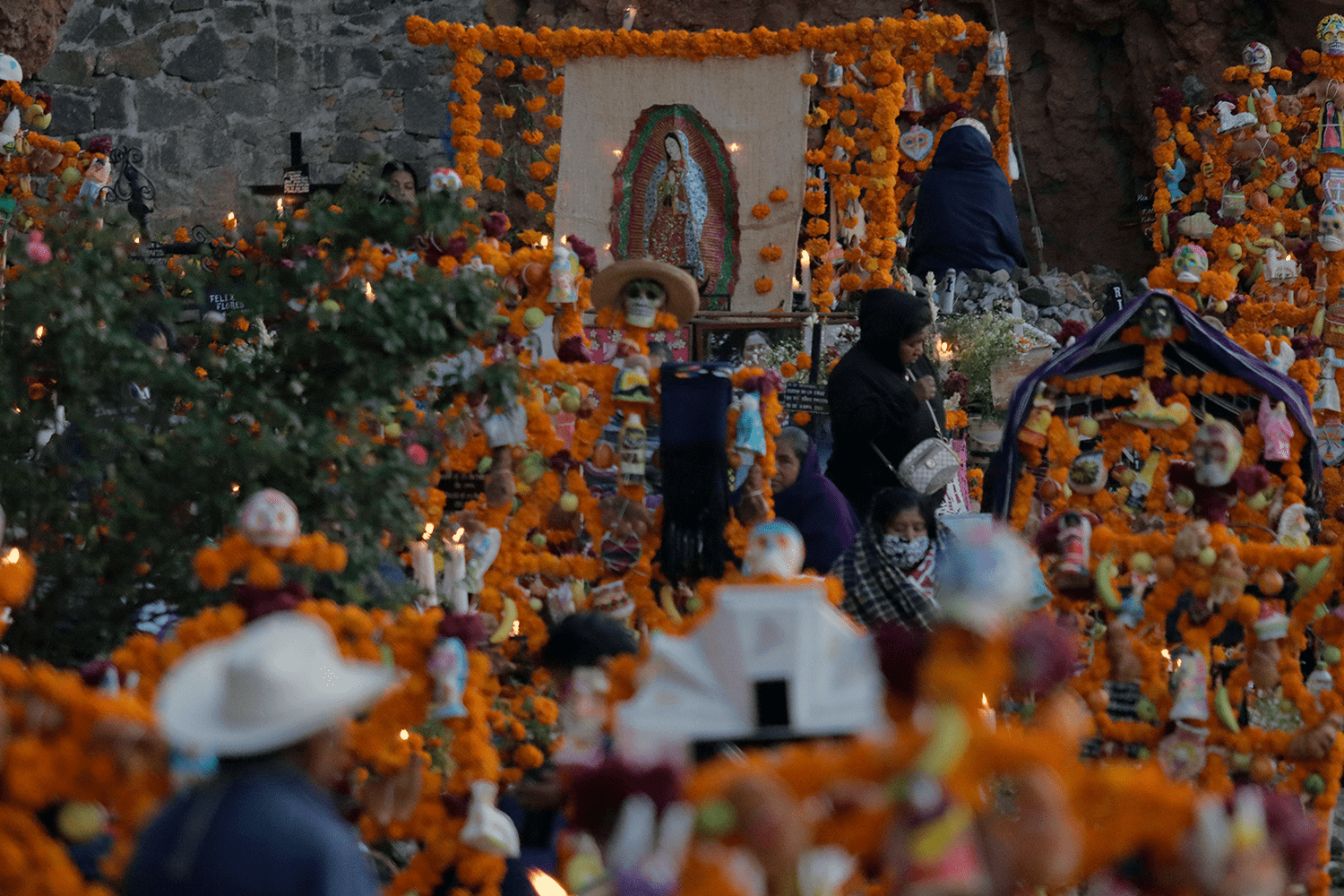 A vigil inside the community pantheon of the Isla de Janitzio