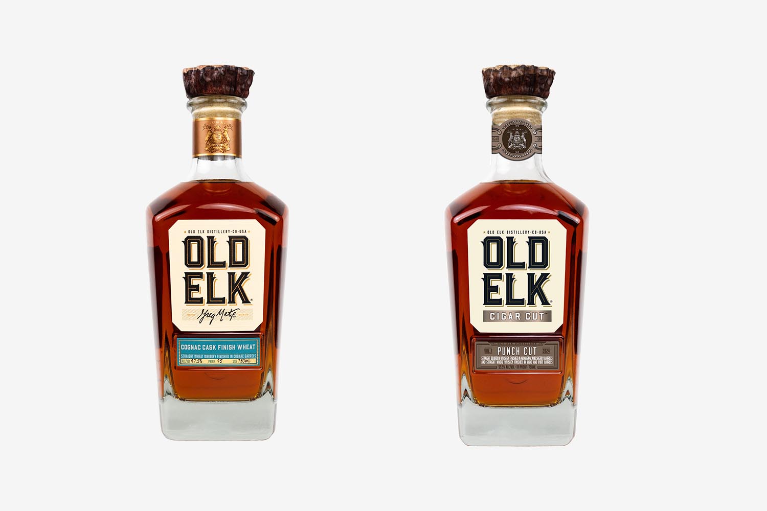 Old Elk Cognac Cask Finish Wheat Straight Wheat Whiskey and Cigar Cut Punch Cut