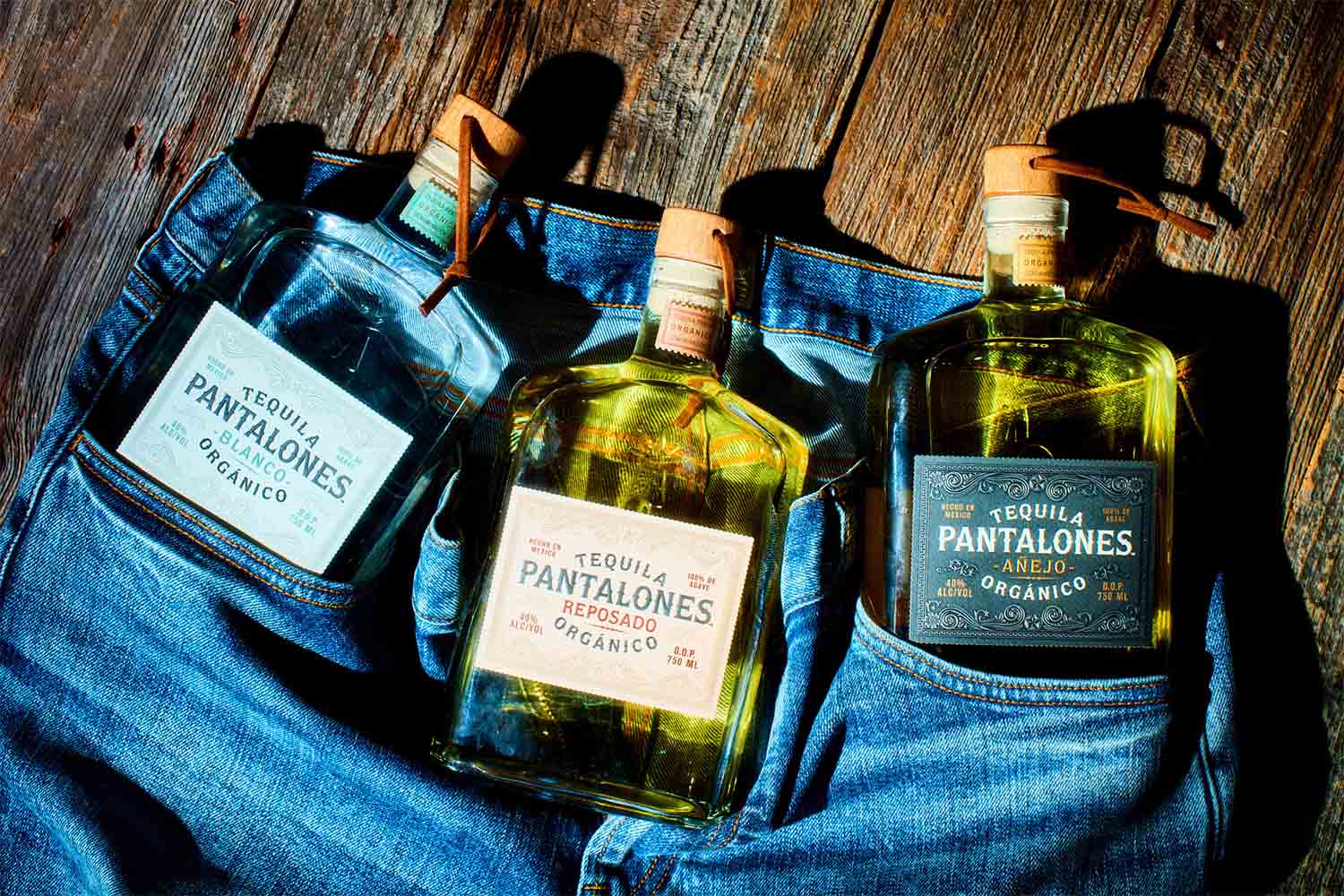 the three current expressions of Pantalones Organic Tequila