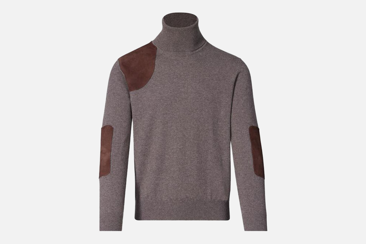 Paul Stuart Cashmere & Suede Gun Patch Turtleneck