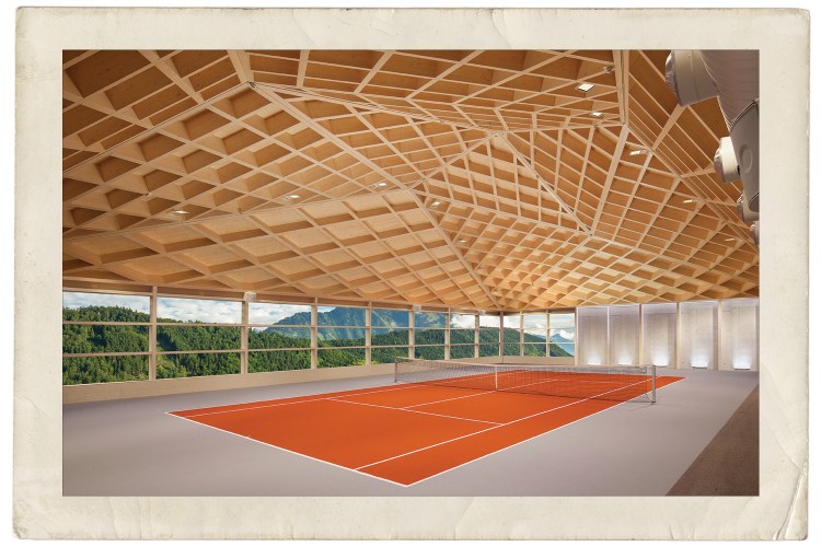 A view of The Diamond Domes, the iconic tennis courts at the Bürgenstock Resort.