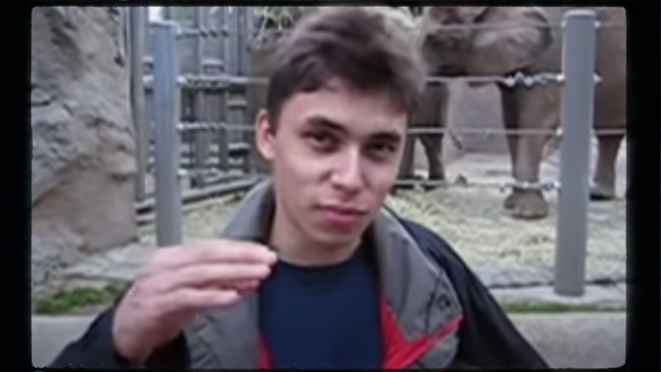 YouTube co-founder Jawed Karim in the first video ever uploaded to YouTube: "Me at the zoo."