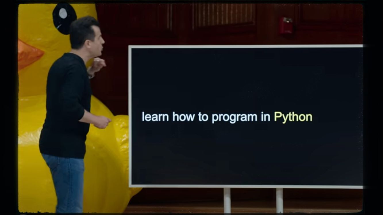 A screenshot of Harvard's CS50 programming course YouTube