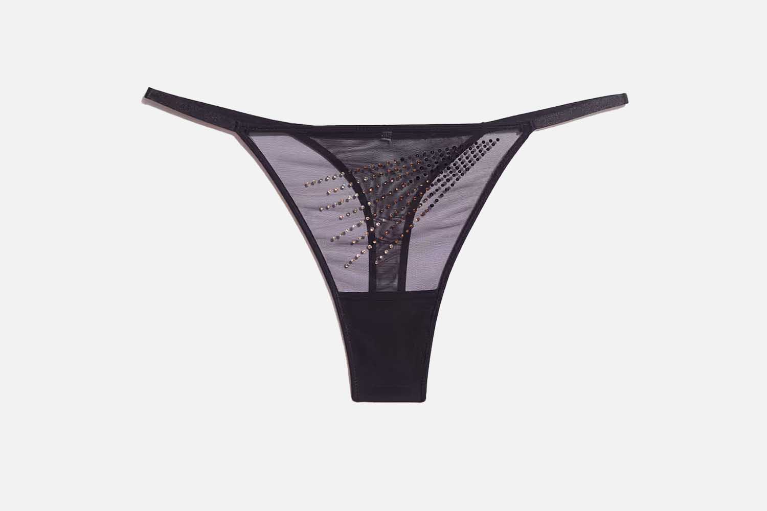 Etam Tulle Thong with Rhinestones