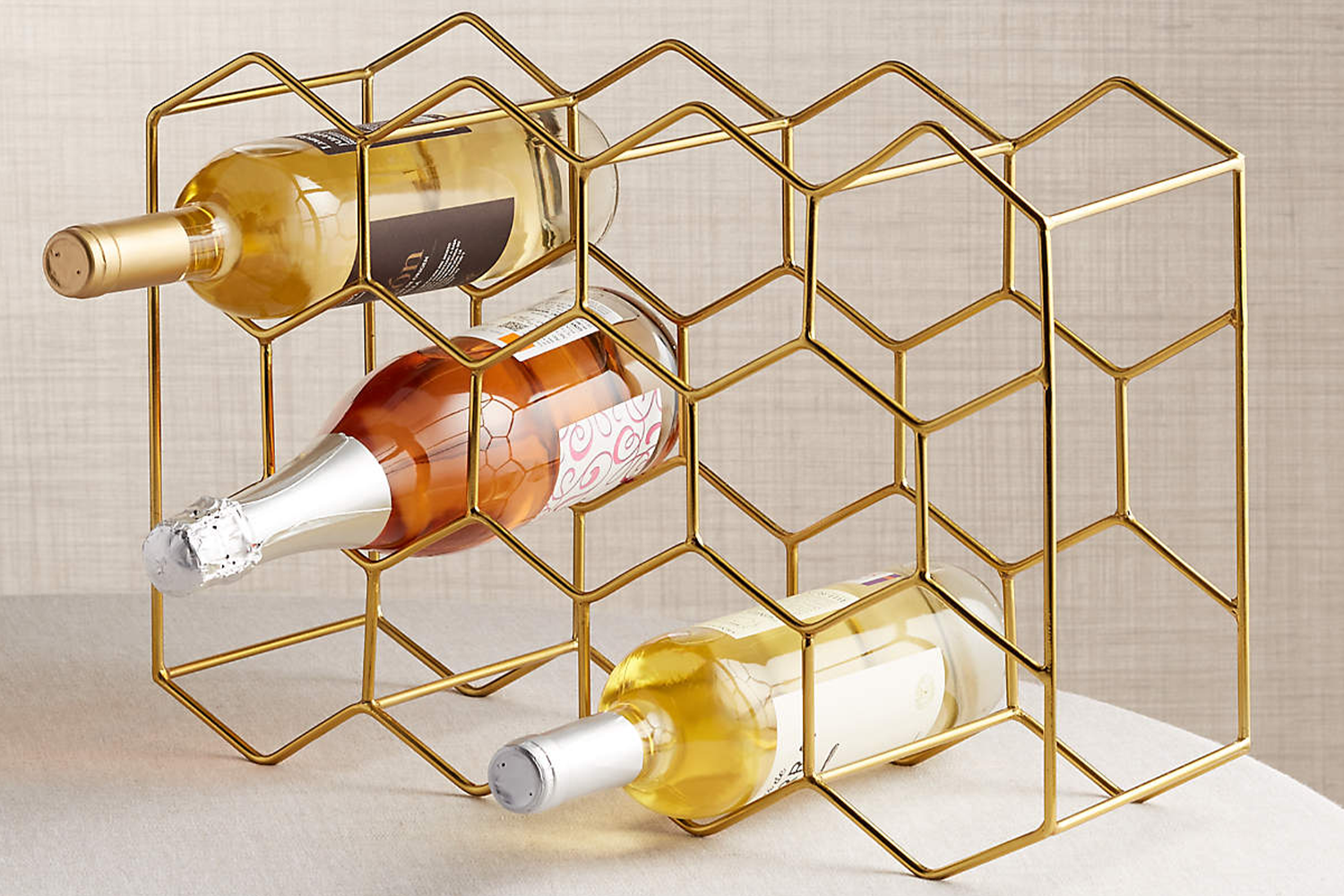 Crate & Barrel 11-Bottle Gold Wine Rack