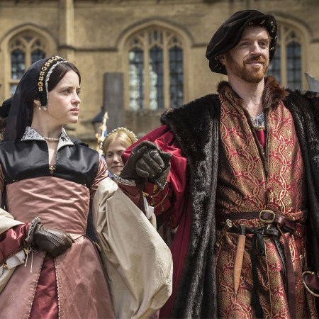 Claire Foy as Anne Boleyn and Damian Lewis as King Henry VIII in season one of "Wolf Hall"