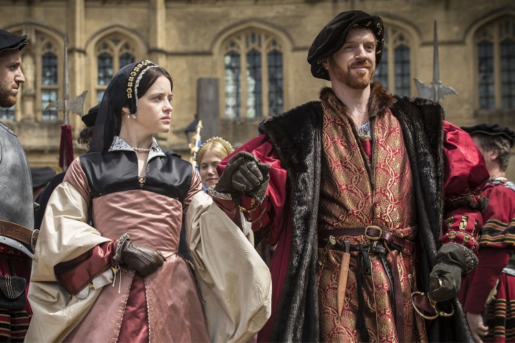 Claire Foy as Anne Boleyn and Damian Lewis as King Henry VIII in season one of "Wolf Hall"