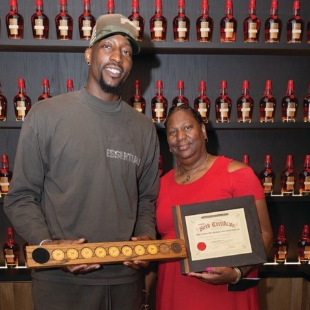 Marilyn Blout and Bam Adebayo at Maker's Mark Distillery