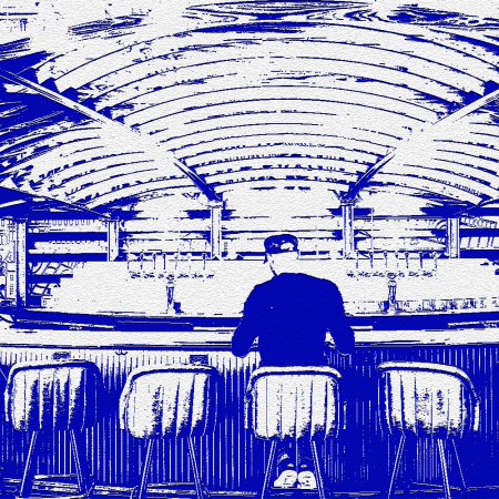 Illustration of a man at a bar alone