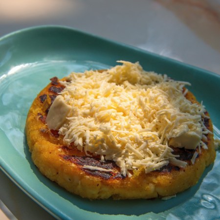 A delicious arepa with plenty of cheese