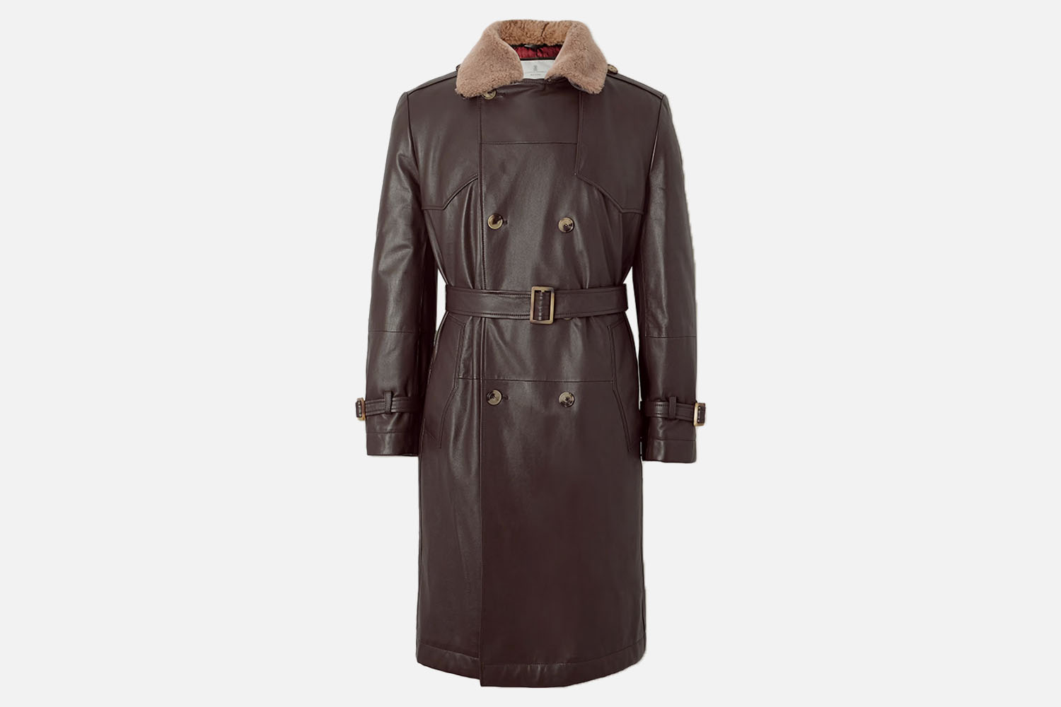 Brunello Cucinelli Double-Breasted Leather Trench Coat