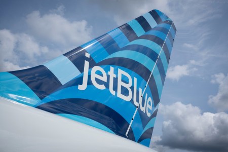 Tail of JetBlue airplane