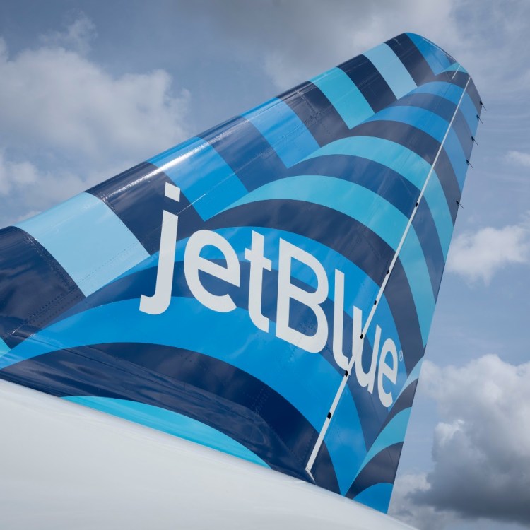 Tail of JetBlue airplane