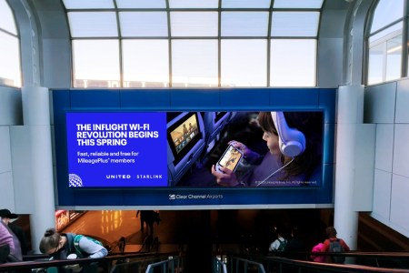 United and Starlink partnership signage